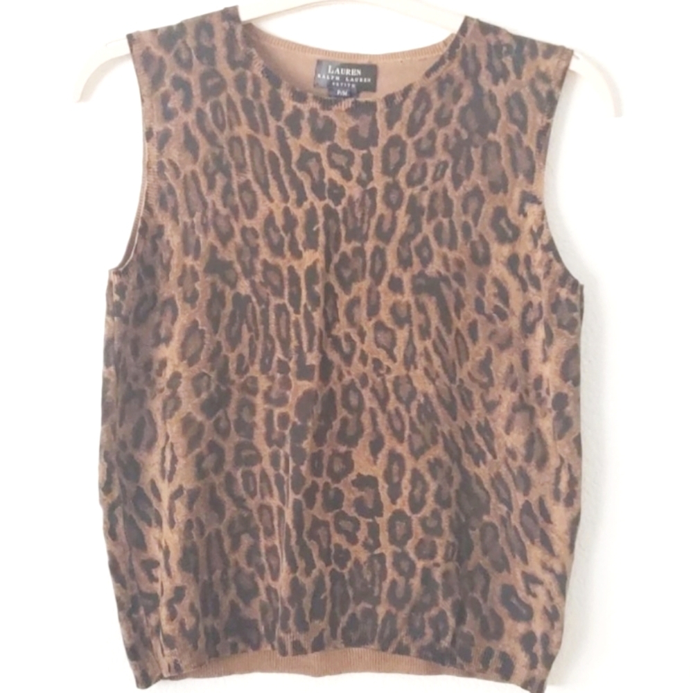 Lauren Ralph Lauren Animal Print Leopard Top in Brown MP